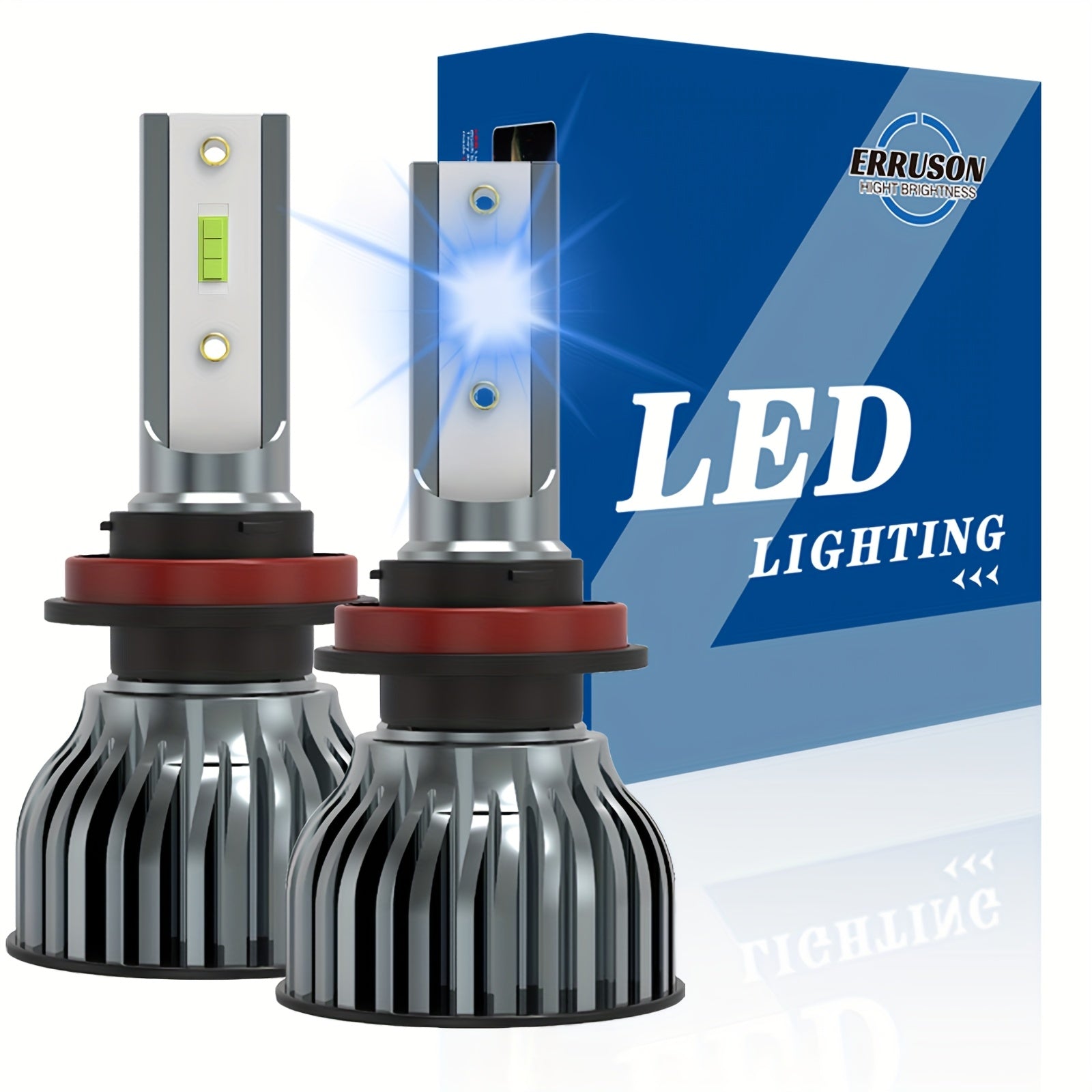 Erruson 2-Pack Dazzling Car Bulbs 9005/HB3 9006/HB4 H11 H4 H7 H1 High/Low Beam Dual-Use Turbo Light, 30000 Lumens 300W 3000K/4300K/6000K/8000K/25000K Car Light, 700% Brightness