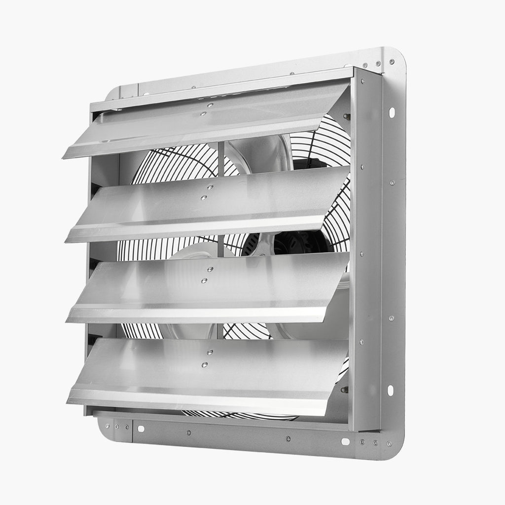 VEVOR 18"/20" Louvered Exhaust Fan, Wall-Mounted Attic Vent Fan, 2200 CFM/3000 CFM, AC Motor, Heavy-Duty Steel, Low Noise, for Shed Garage Greenhouse Ventilation Cooling, Silver
