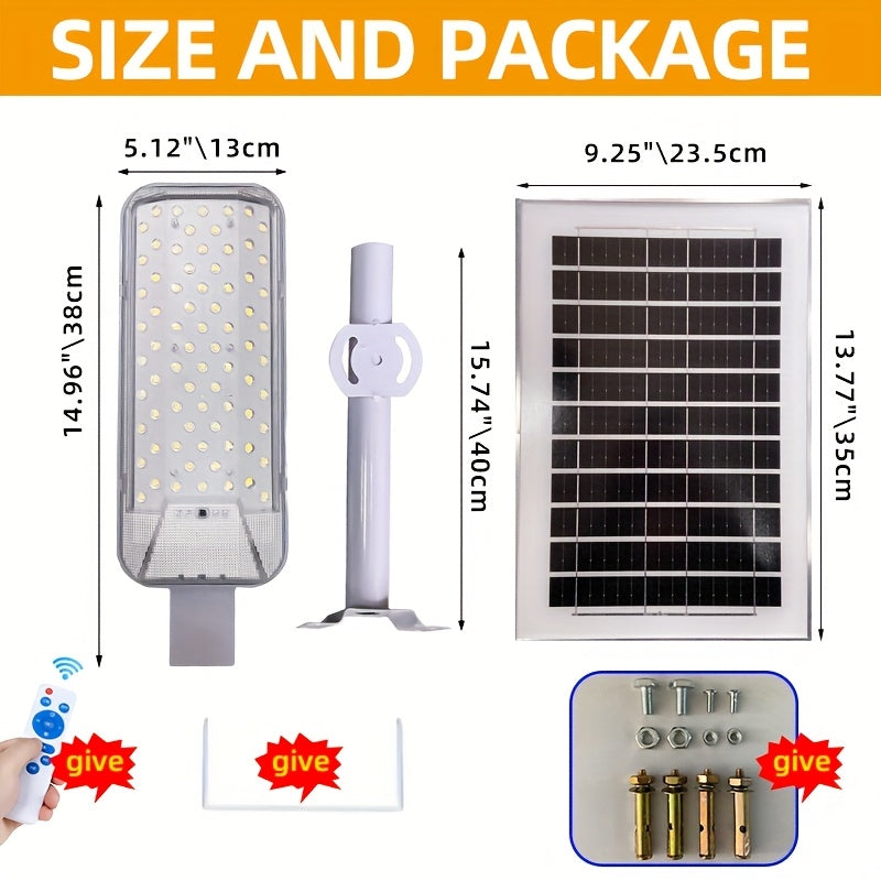 Super Bright LED Curved Solar Street Light, 6500K Solar Road Lighting with Remote Control, Perfect for Outdoor Commercial Parking Lots and Road Lighting