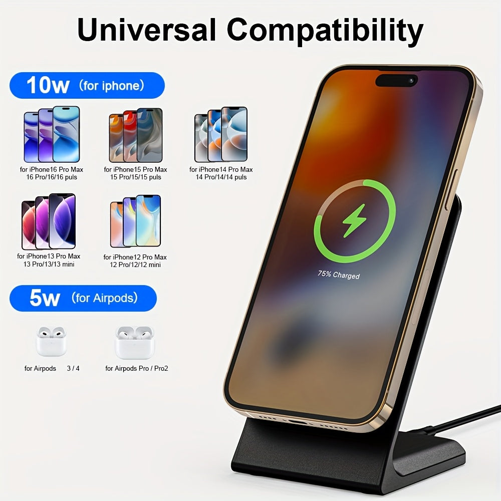 GYUAN 15W Fast Magnetic Charging Station for iPhone 12 Mini, 13, 14 Plus, 15, 16 Pro Max & AirPods 4, 3 Pro 2 - Wireless Desktop Charger with USB-C Input, Green LED Indicator, 2-in-1 Stand, iPhone Charging Station | Modern Charging Station | Sleek Chargin