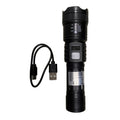 LED Flashlight, Telescopic Zoomable, Focus and Flood Dual Use, 3 Modes High Low Strobe Dimmable, Digital Power Display Real-Time Battery Level, USB Rechargeable Long Endurance, High Brightness Long Range