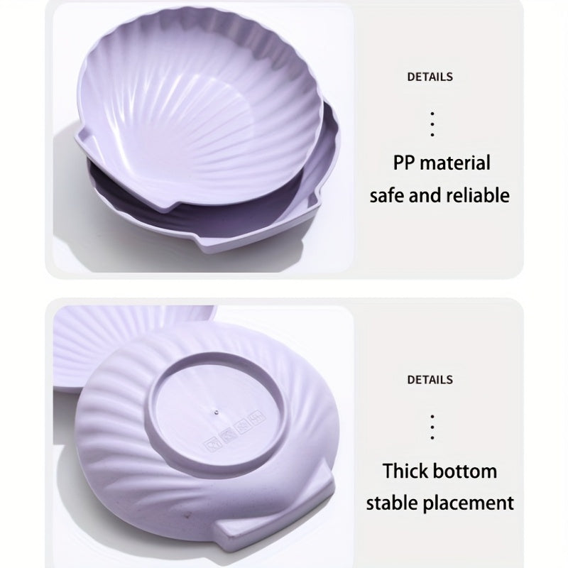 10Pcs, Shell-Shaped Plates, Multi-Purpose, Lightweight Unbreakable, Food Tray for Fruit, Salad, Dessert, Cake, Chips, Party, Outdoor Camping, Small Plates for Groups