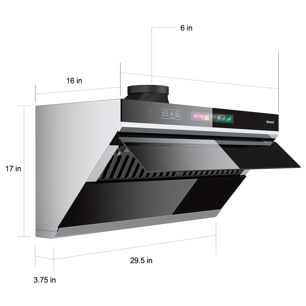 30-Inch Under Cabinet Range Hood, 900 CFM Kitchen Exhaust Hood with Voice/Gesture/Touch Control, Ducted/Ductless Convertible Stainless Steel Range Hood, 4-Speed Exhaust Fan, Adjustable Lighting
