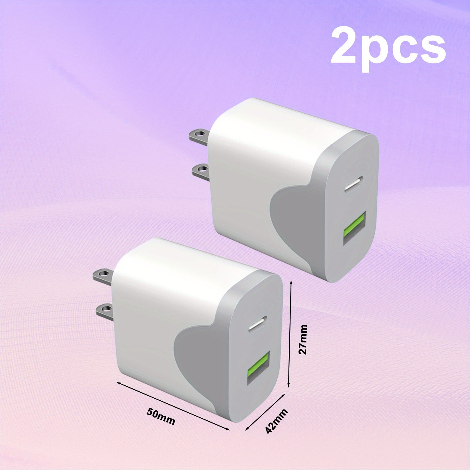 USB C Dual Port Wall Charger Block, for lPhone 16/ 15 Charger USB C Wall Charger Adapter +USB A Quick Charging Brick Plug