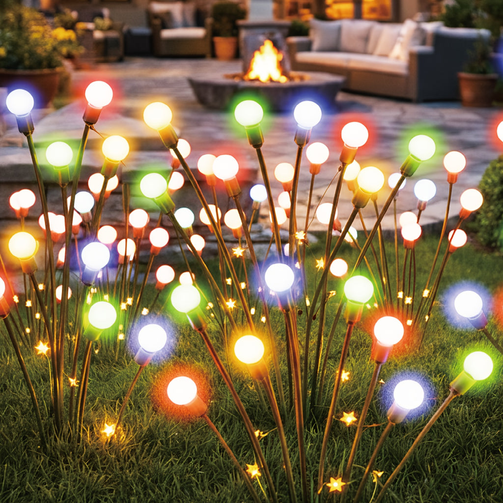 4 Pack Solar Outdoor Lawn Light, 32 LED Twinkling Firefly String Light, Upgraded 12 Twinkling Modes, Perfect for Garden, Courtyard, Lawn, Pathway, Wedding, Party, Easter and Festival Decoration