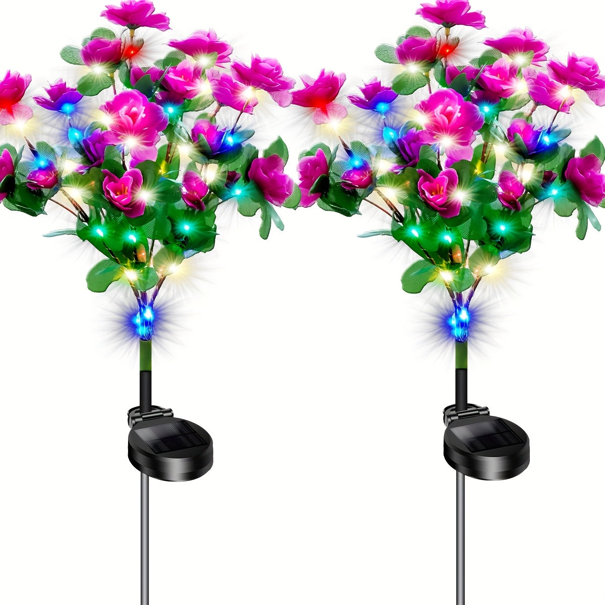 Solar Azalea Courtyard Light 2-Piece Set, IP65 Waterproof Outdoor Decoration, Suitable for Lawn / Patio, Holiday Gift (Christmas / Easter) for Mother / Wife