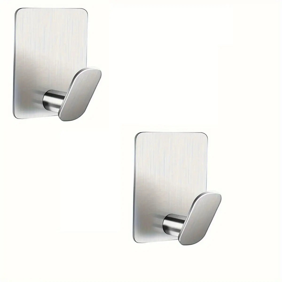 2-Pack Modern Stainless Steel Adhesive Towel Hooks - Stylish Brushed Finish, No-Drill Self-Adhesive Wall Mount, Anti-Slip for Bathroom & Kitchen, Perfect for Towels & Rags - Bathroom Accessories | Stylish Towel Hooks | Stainless Steel Hooks