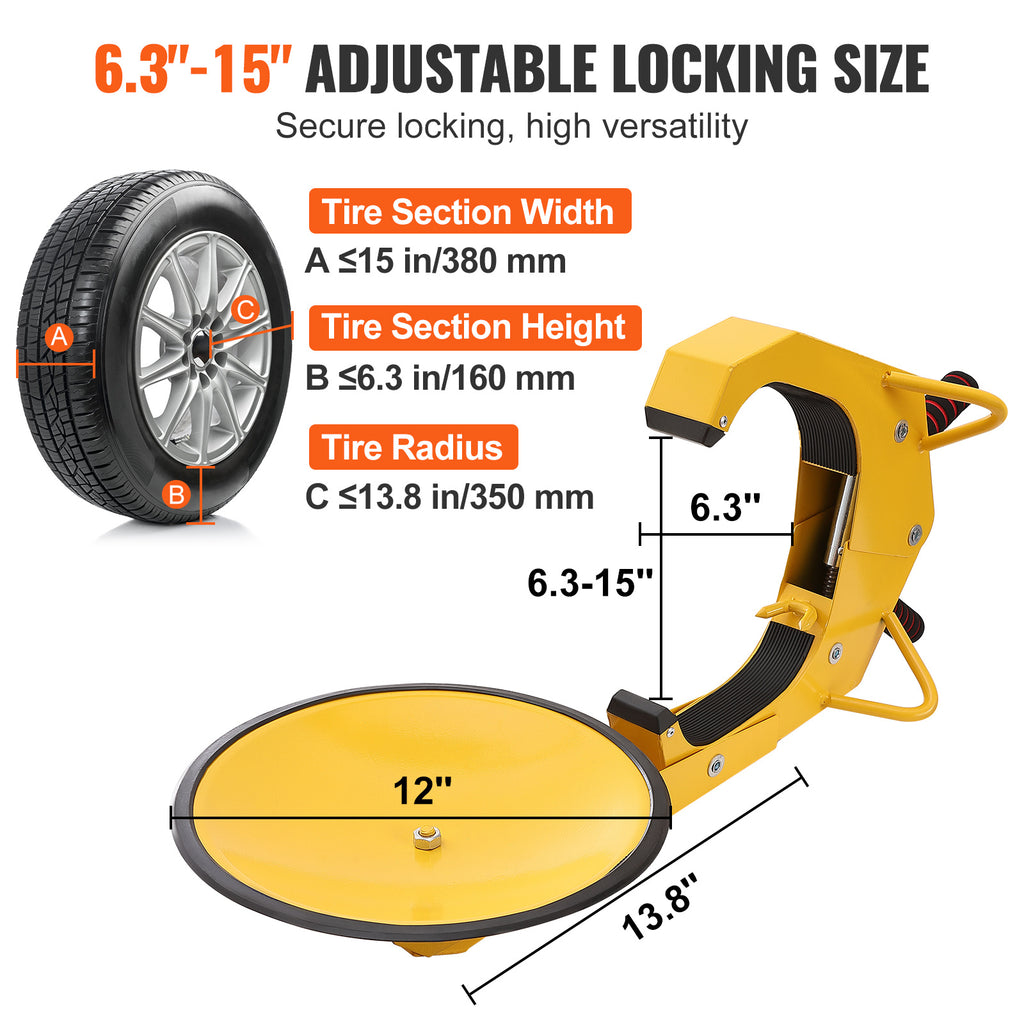 VEVOR Wheel Lock – 1-Pack Trailer Wheel Lock, Heavy-Duty Anti-Theft Tire Lock for RVs, Trailers, Cars, Trucks, SUVs
