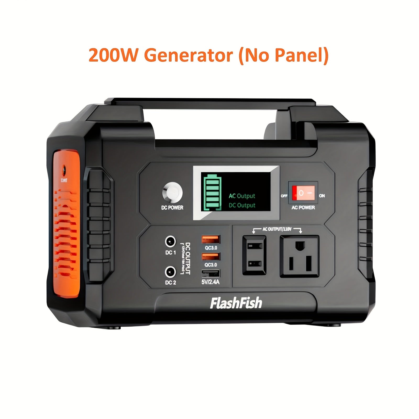 Flashfish 便攜式電源站鋰電池組，120W/150W/200W 便攜式太陽能發電機站，60W/100W 太陽能板可選，151Wh 鋰電池備用電源，具備 110V AC USB DC 輸出，適用於家庭緊急情況、戶外露營、露營車、釣魚