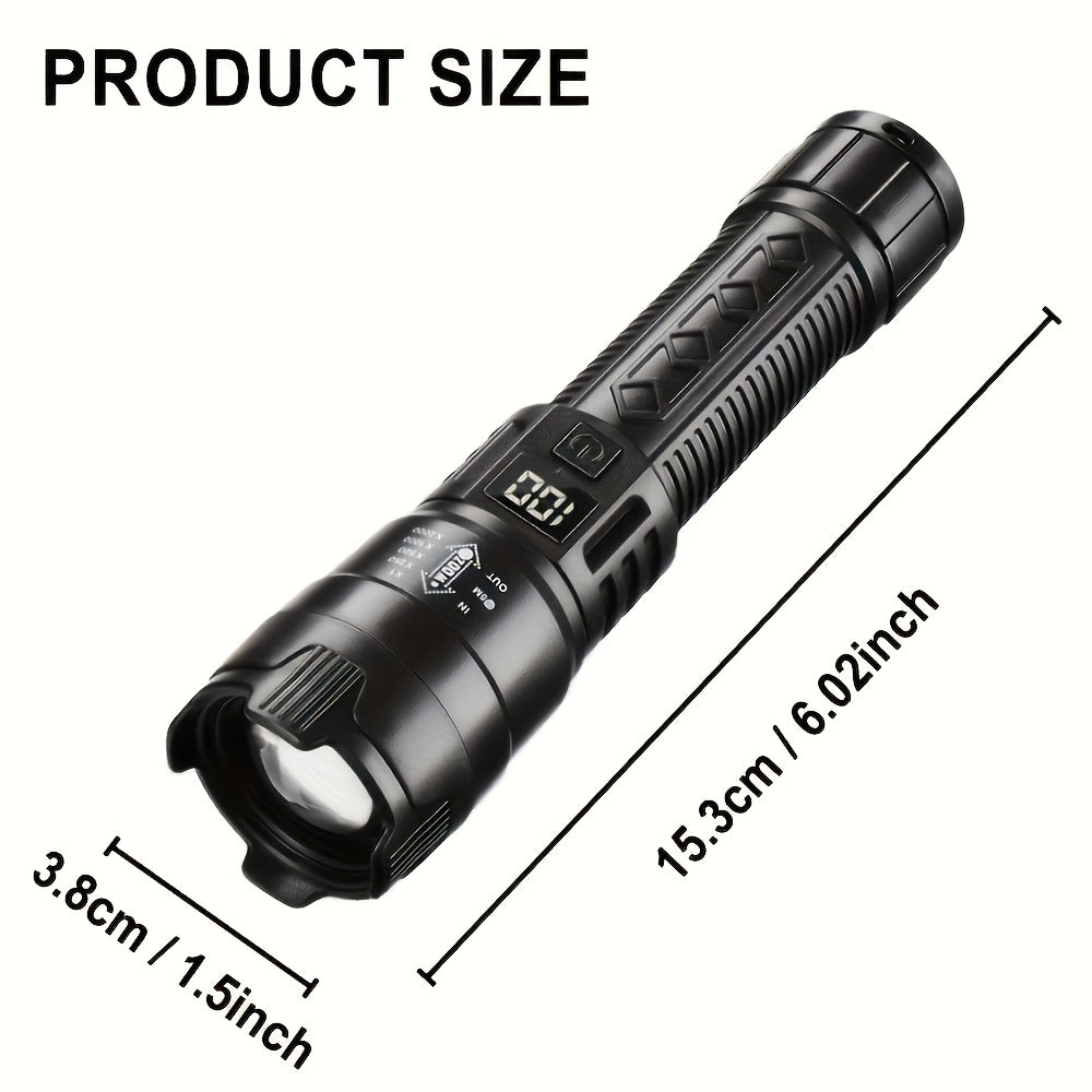 2Pcs Set Type-C USB Rechargeable LED Flashlights, Compact Non-Slip Design, Lightweight Material, Zoomable Focus & Battery Indicator, 3 Lighting Modes High-Low-Strobe, Ideal for Outdoor Activities Camping Fishing