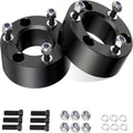 Suspension Lift Kit Material: 6061 Aluminum, Fitment: 2004-2024 for Ford F150 2WD and 4WD 3" Front；OD: 149MM, ID: 77.7MM, Thickness: 50MM. PCD: 3X117-3X117. Includes: M10*1.5*40 Hex Socket Screws x6, M10*1.5 Lock Nuts x6