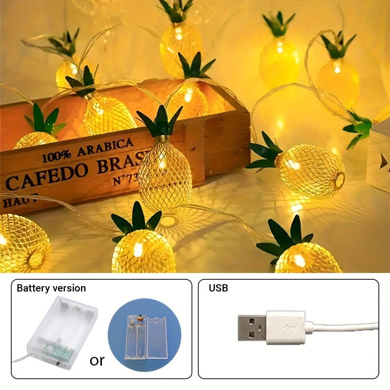 30 燈 17.46 英尺新 LED 鐵藝藝術菠蘿蜜電池/USB 電源串燈，適用於家庭聚會、聖誕節、婚禮和花園裝飾。