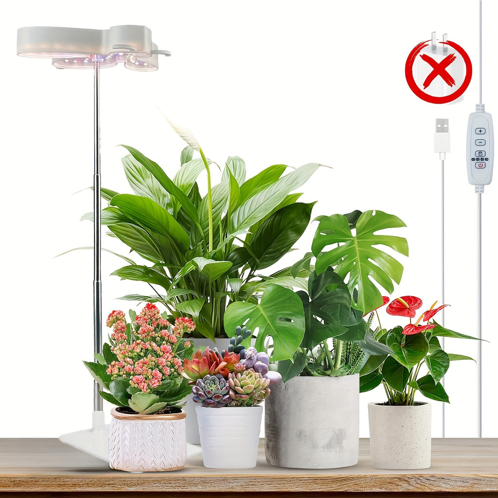 Cute Bee Shaped Plant Grow Light, 5 Brightness Levels & 4 Timer Options, Height Adjustable, Available with Ground Stake or Acrylic Stand