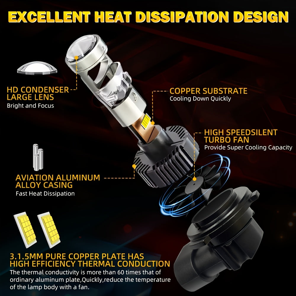2026 Newest Car H4 H7 LED Headlight Bulbs 9005/HB3 H11 High/Low Beam Dual-Use CSP Chip Bulbs 160W High Power 6000K Bright White Light High Stability Long Life for Motor Vehicles 2-Pack