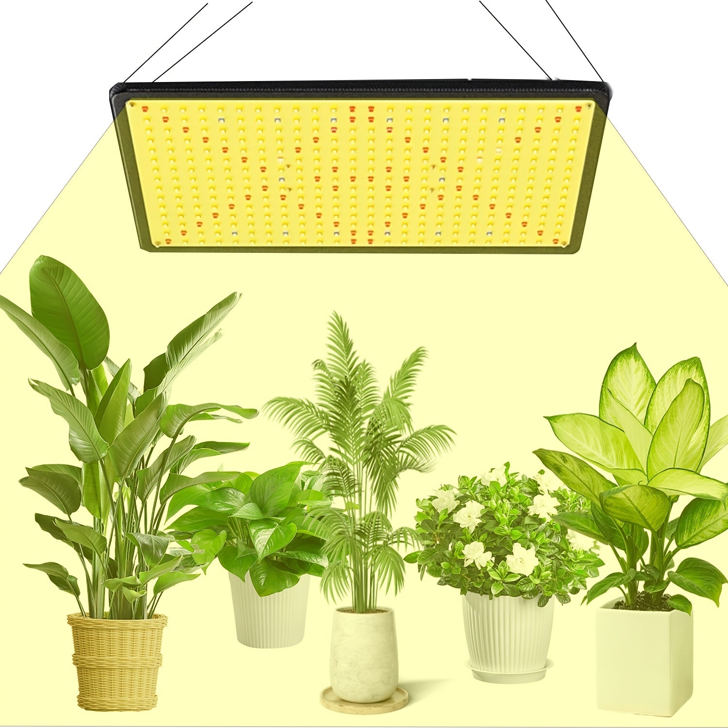 LED Grow Light, Full Spectrum Plant Light, Indoor Hanging Grow Light with UV-IR, Ideal for Seedlings, Hydroponics & Flowers, Fits 3x3/2x2 Grow Tents