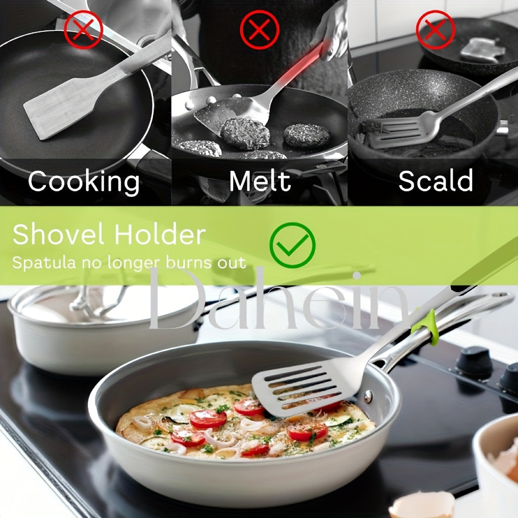 One Silicone Spatula Holder – Heat-Resistant Pot Clip & Ladle Rest, Flexible Kitchen Cooking Spoon & Pot Clip Rest – Not for Food Contact