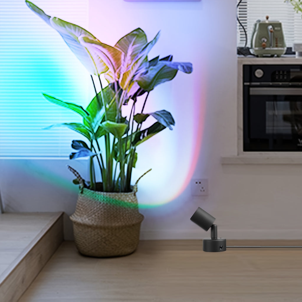 10W LED spotlight indoor RGB color-changing uplight/downlight with remote control, Christmas spotlight plant decoration light with switch, Halloween party decoration, 6.3ft USB cable
