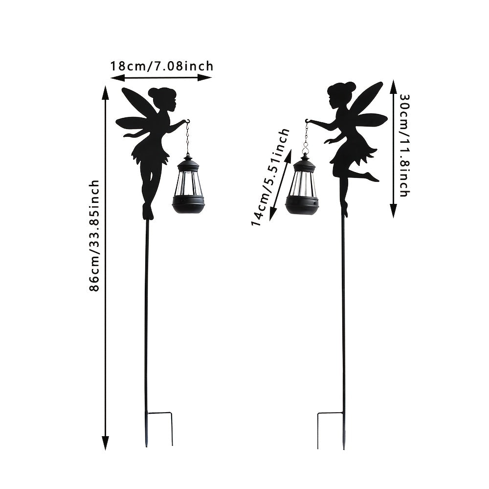 2-Piece Solar Fairy Shadow Light - Perfect Floor-Standing Decoration for Garden, Colorful Garden Ornament, IP44 Splash-Proof Solar Charging, Suitable for Outdoor Spaces, Camping Decoration, Valentine's Day Gift (Colorful Light / Warm Light)