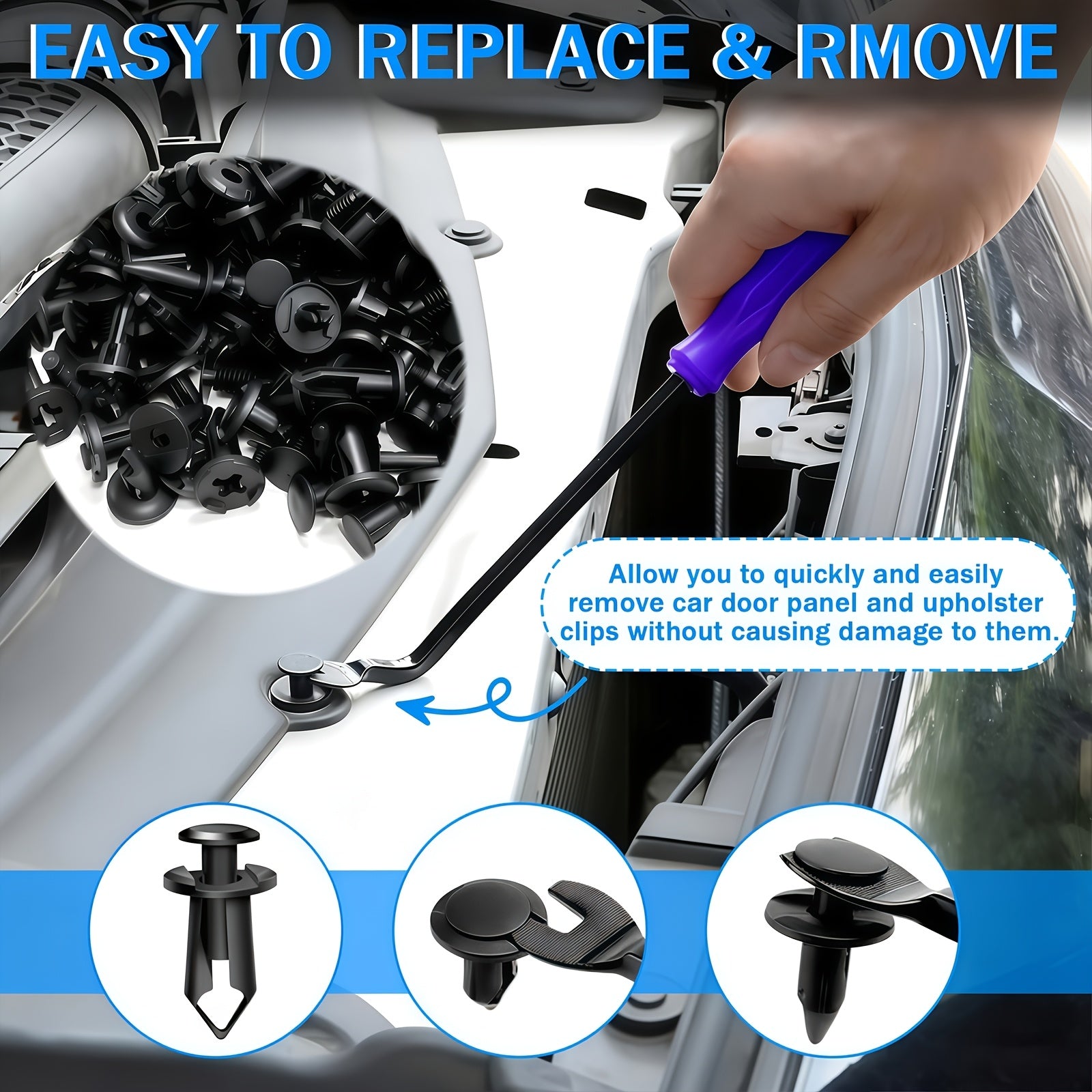 200-Piece Multi-Purpose Universal Car Retainer Clips, Assorted Sizes 6mm-10mm, Sturdy & Durable, Portable & Practical, Multi-Use Auto Fasteners for Car Bumper, Fender & Trim Repair