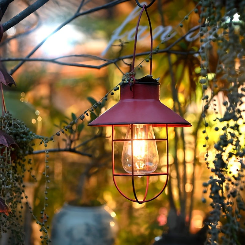 Solar Wrought Iron Courtyard Pendant Light Garden Landscape Lamp Courtyard Garden Balcony Decorative Chandelier Solar Courtyard Decorative Art