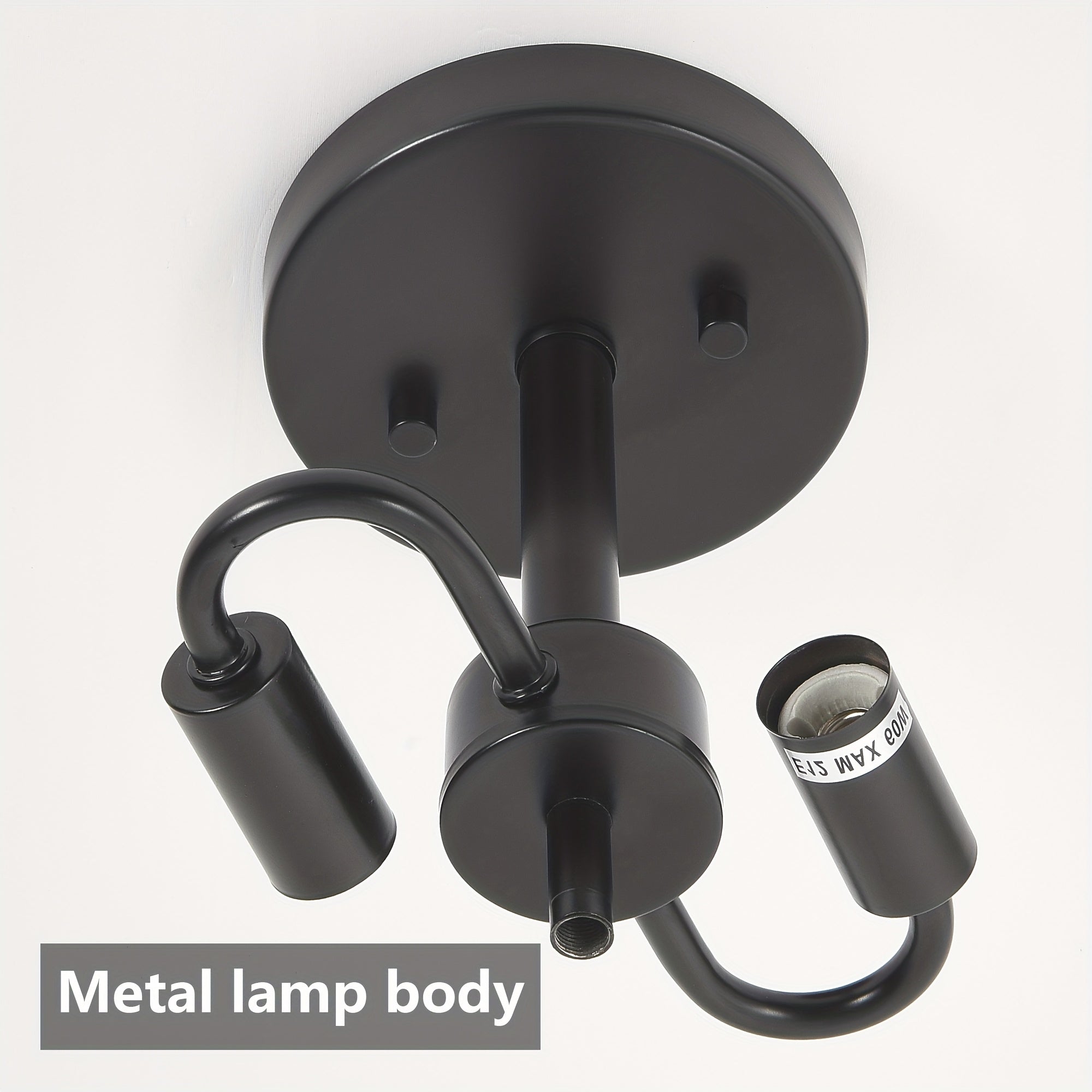 16.5-inch modern semi-flush mount ceiling light (black), water lily-shaped dual-light ceiling light, elegant near-ceiling lighting, with clear glass lampshade, suitable for bedroom, dining room, entryway and bathroom (E12 base, bulb not included)