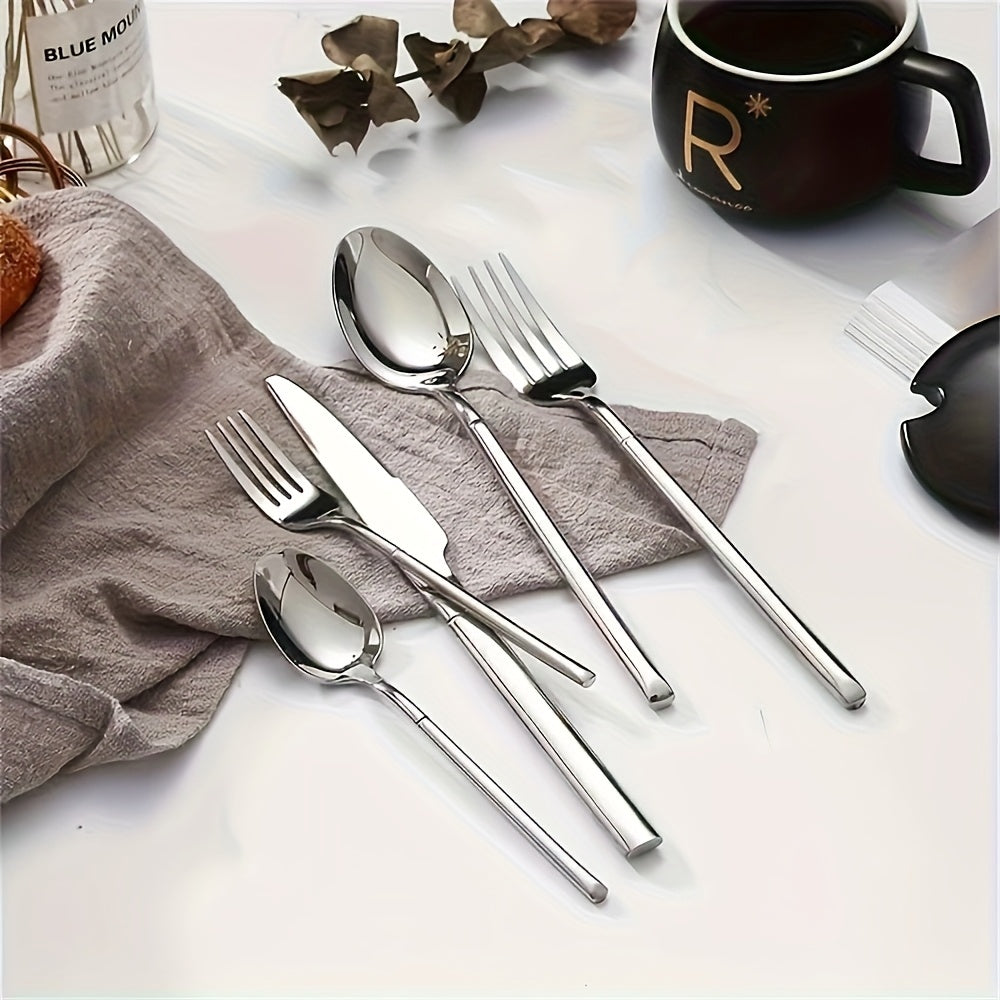 30-Piece Silver Flatware Set for 6, Premium Stainless Steel & Mirror Polished Cutlery Set – Includes Forks, Knives, Spoons – Perfect for Home, Kitchen, Restaurant – Durable, Corrosion Resistant, Dishwasher Safe