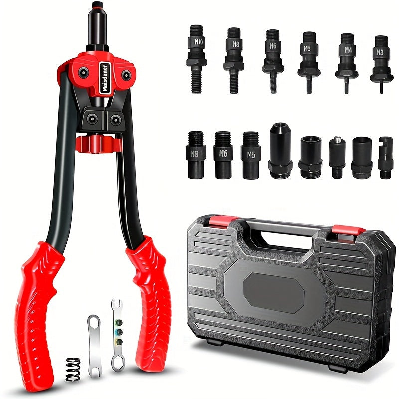4-in-1 Multi-Function Rivet Tool Set | Rivet Gun, Nut Driver, Rivet Tool, Bolt Driver | 14-Inch Rivet Nut Set | Metal Fastener, Suitable for Auto Repair, Construction, Woodworking