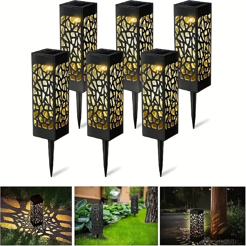 6-Piece Solar Street Light, Outdoor LED Garden Lawn Decorative Lighting, Automatic Night Lighting, Easy-to-Install Ground Insert Pole, IP44 Waterproof, Perfect for Courtyard, Patio and Landscape Decoration, Solar Outdoor Light