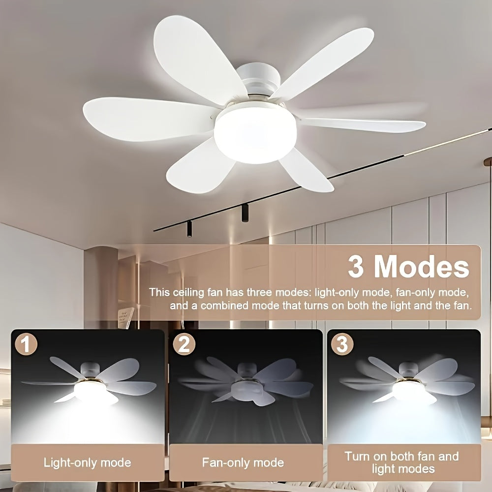 20.5 Inch/52cm & 16.5 Inch/42cm Remote Control Ceiling Fan with Light, 6 Blades Design, 40W E26/E27 Base Fan Light, 3 Speed Levels & 3 Color Modes, 3000K-6500K Dimmable, Ideal for Bathroom Kitchen Bedroom Office, White & Multi Colors Available