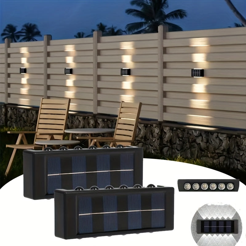 One-Piece Solar Wall Light, Wall Light Lighting Fixture, for Outdoor Wall Decoration and Ambient Lighting, Black Housing Up and Down Wall Light