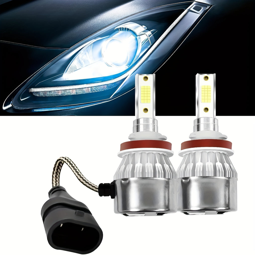 2-Pack LED Car Headlight C6 Bulbs H7 H4 H8 H9 H11 9005 9006 LED Light 6000K Car Light 12V Car Headlight Conversion Kit, Fits Multiple Car Models, High Quality Replacement Bulbs, Car Bulbs, No Battery Included