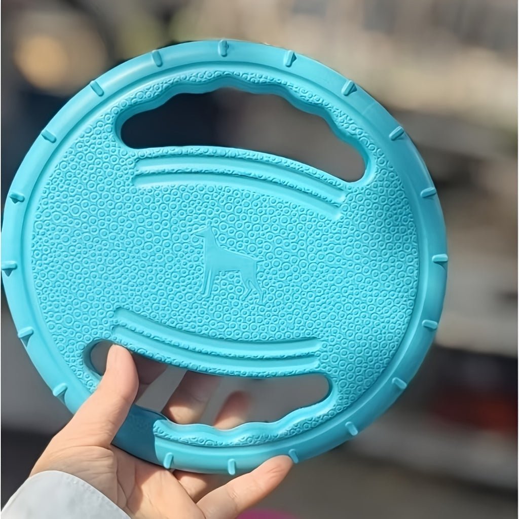 耐用狗狗飞盘耐咬训狗专用，边牧用品训犬宠物飞碟亮黄色宠物训练盘，户外狗接球拔河两用，室内外运动耐造玩具