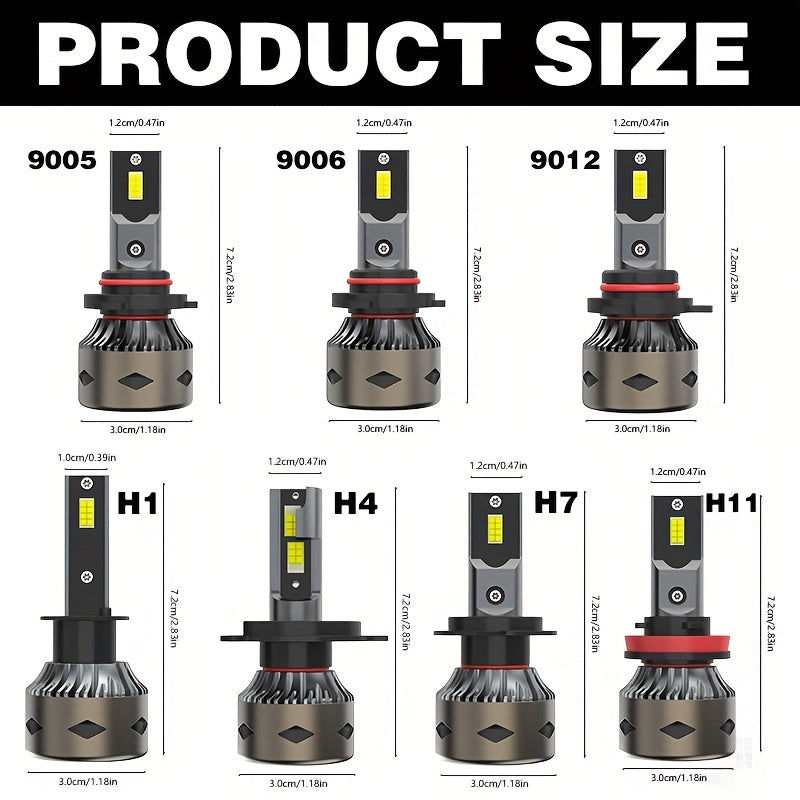 2-Pack H7 LED Headlights, H1, H4, H7, H11, COB Chip with Cooling Fan, 200W High Power, High/Low Beam Switching, No Canbus Error, 800% Brightness Increase, Compatible with HB3/9005, HB4/9006, HIR2/9012-G116