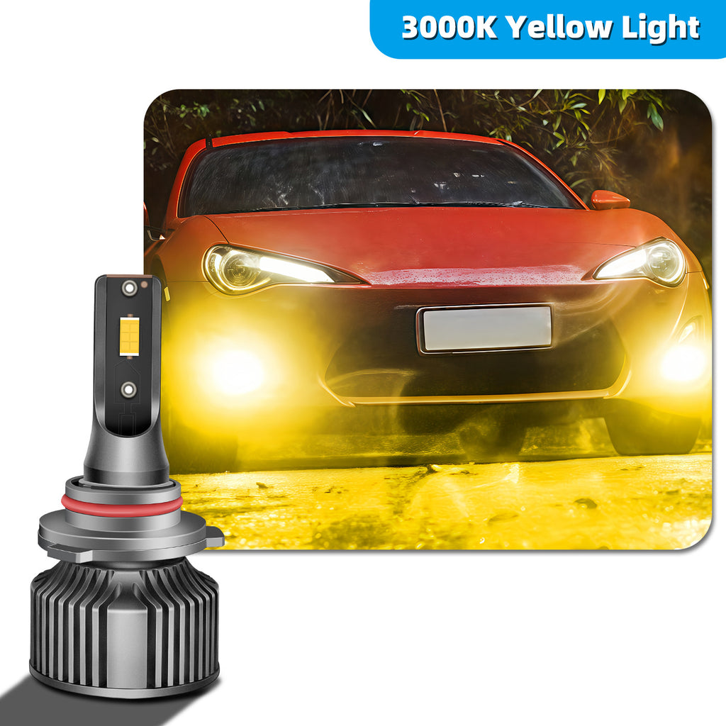 2-Pack 3000K Golden Eye Car LED Headlights H11 Golden Light 9006 Super Bright H3 Anti-Fog Light H8 Fog Light Psx26w