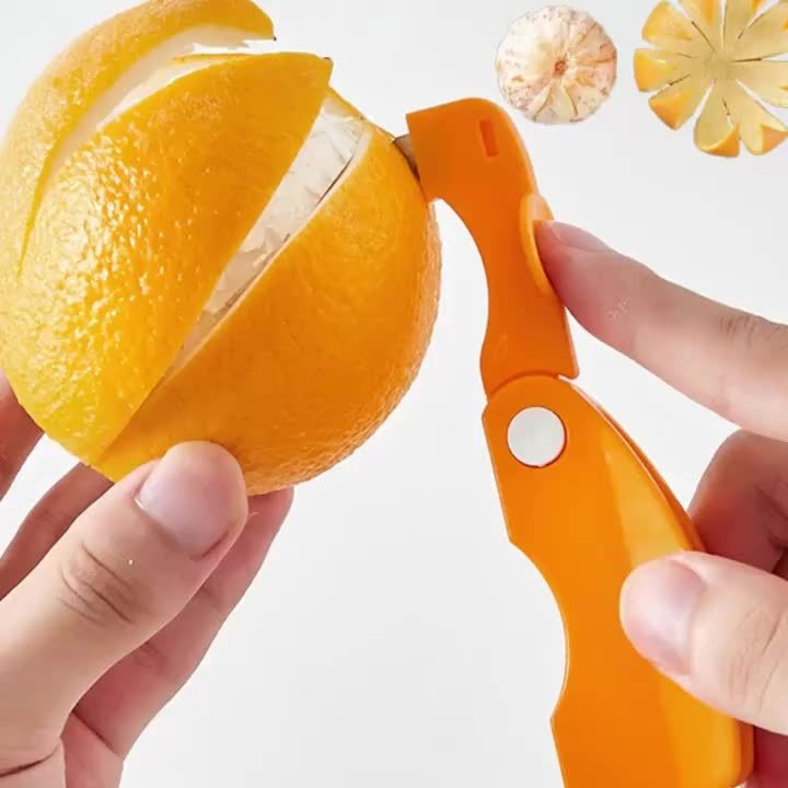 One Orange Peeler - Plastic Orange Peeler, Easy Lemon Peeler, Grapefruit Peeler, Creative Cutting Tool with Foldable Handle, Fruit Peeler, Vegetable & Fruit Tool, Perfect for Outdoor Picnics, Outdoor Kitchen Supplies