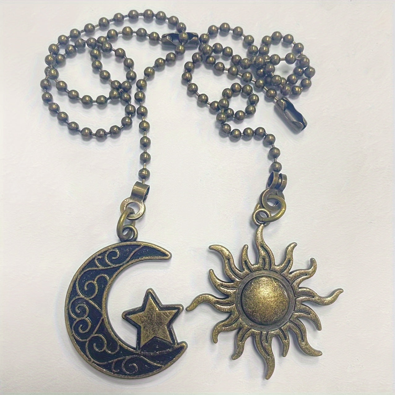 2-Piece Sun & Moon Themed Lighting Accessories: Ceiling Fan Downrod, Fan Light Pull Chain, Switch, Table Lamp Switch, Handle, Zipper Pull. No Electricity, No Battery, No Wireless Connection Required