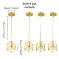 1/2/3/4-pack, rustic vintage pendant light, geometric ceiling fixture, modern gold iron pendant light, adjustable hanging wire, e27 socket (replaceable), suitable for dining room pendant light, living room, bedroom, study, bulb not included