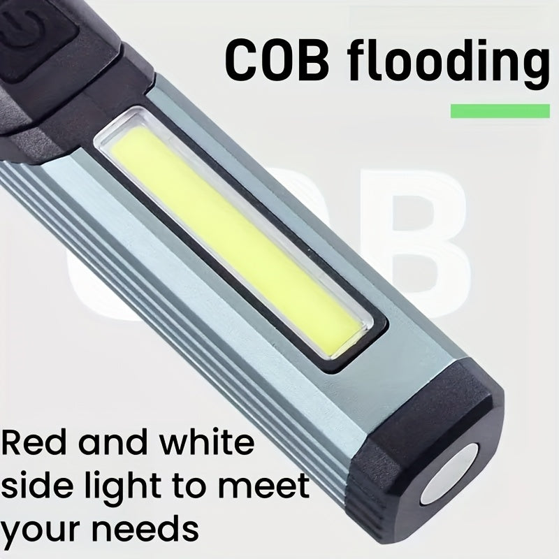 Multifunctional High Strength Flashlight 90° Rotatable Foldable Handheld Work Light Portable Type-C Rechargeable 7 Lighting Modes Magnetic Side COB 18650 Flashlight with 1500mAh Battery Camping Gear Outdoor Lighting