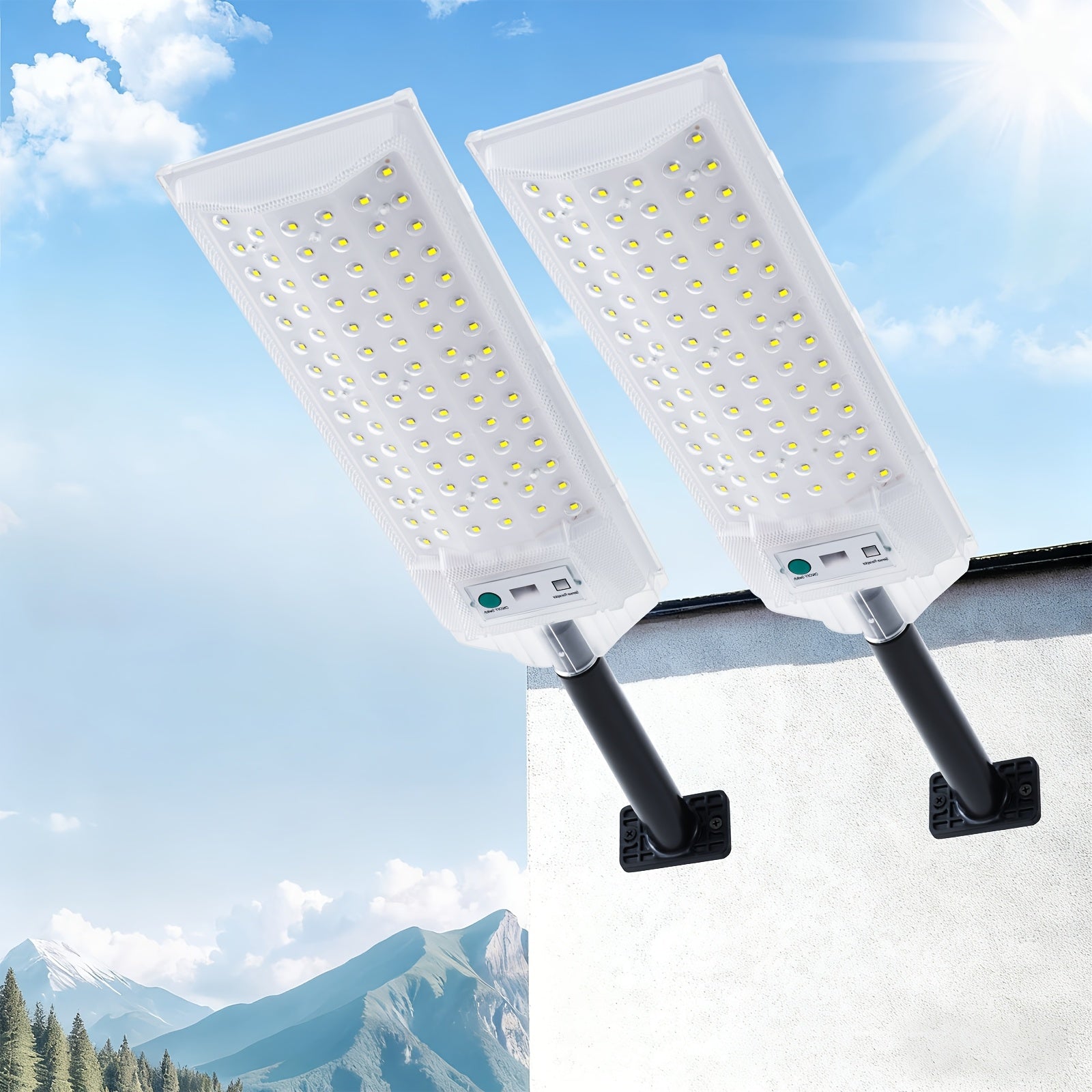 Solar Street Light Outdoor Waterproof Solar Floodlight Dusk-to-Dawn Parking Lot Light Remote Control Area Lighting Courtyard Light