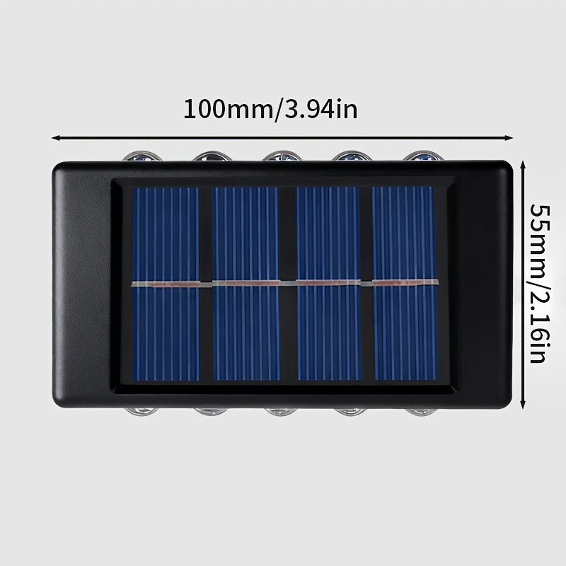 5pcs 10LED Solar Light Outdoor Courtyard Light Yard Garden Decorative Light Fence Wall Washer New Up and Down Glowing Ambient Wall Light