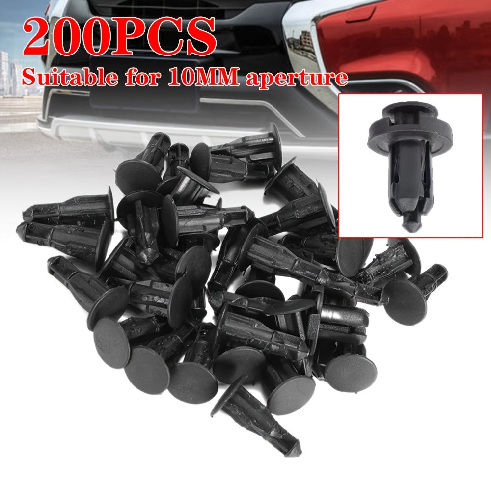 200-Piece 10mm Plastic Push-Type Retainer Fasteners – Bumper Pin Auto Clips Plastic Fixing Kit, Common Size Auto Push Rivets, Universal Plastic Fender Clips