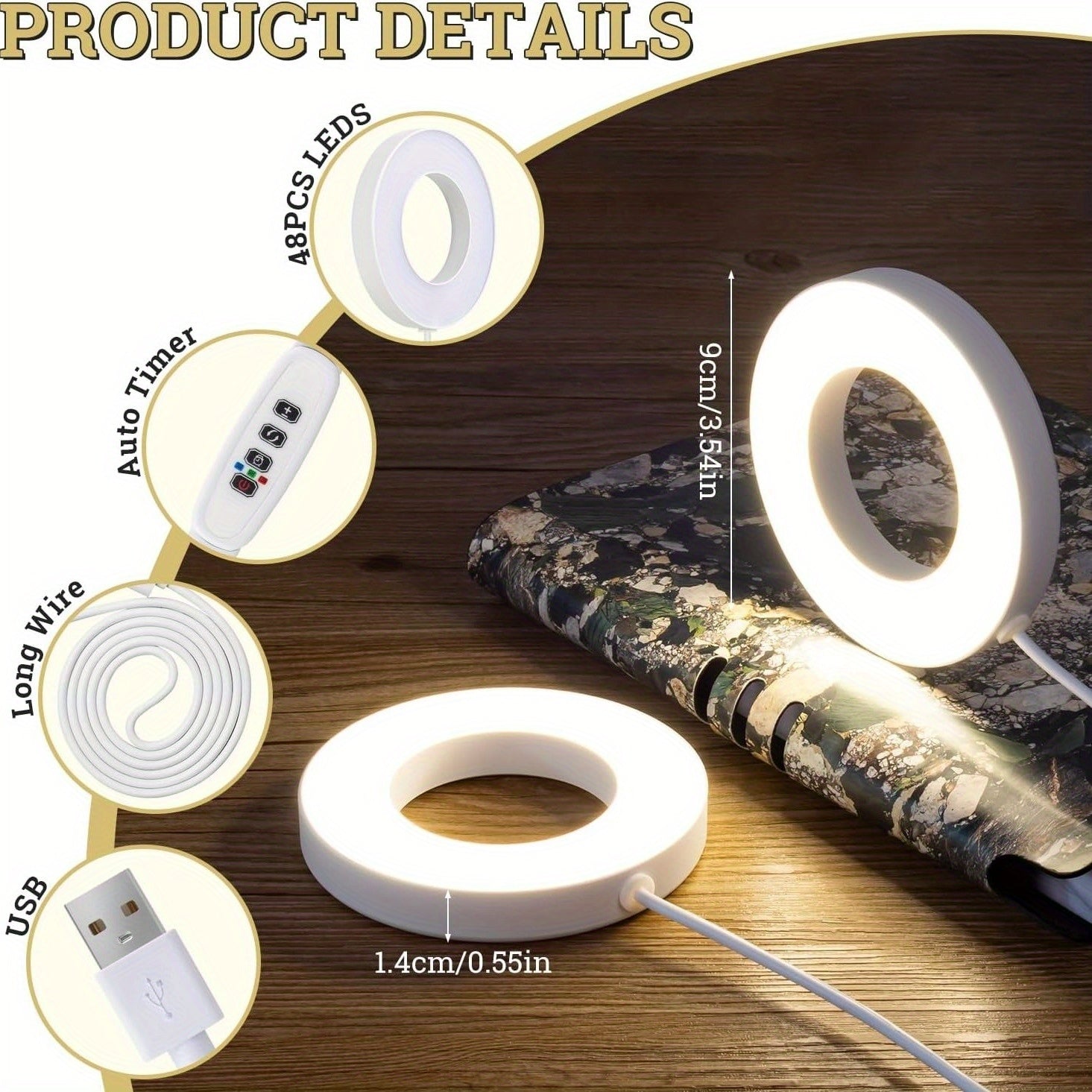 LED Full Spectrum Plant Light Strip, 5V USB Powered Indoor Grow Light, Sunlike Hydroponic Supplement Lamp, 4/8/12H Timer, 5 Dimmable Levels, Red Blue UV/IR Light, Ideal for Greenhouse Tent, Vegetable, Flower