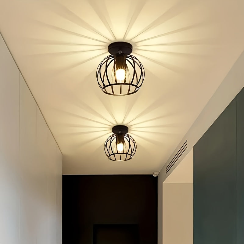 1 modern metal ceiling light with E26/E27 base, 1 round lampshade pendant light, suitable for kitchen hallway, living room, bedroom, dining room, decorative lighting fixture (bulb not included)