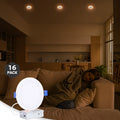 Saiweisen 6/12/16-Pack 6-Inch LED Recessed Light Fixture with Night Light, Dimmable & 5CCT Selectable Lumiere Ceiling Light 12W 1050 Lumens ETL Certified
