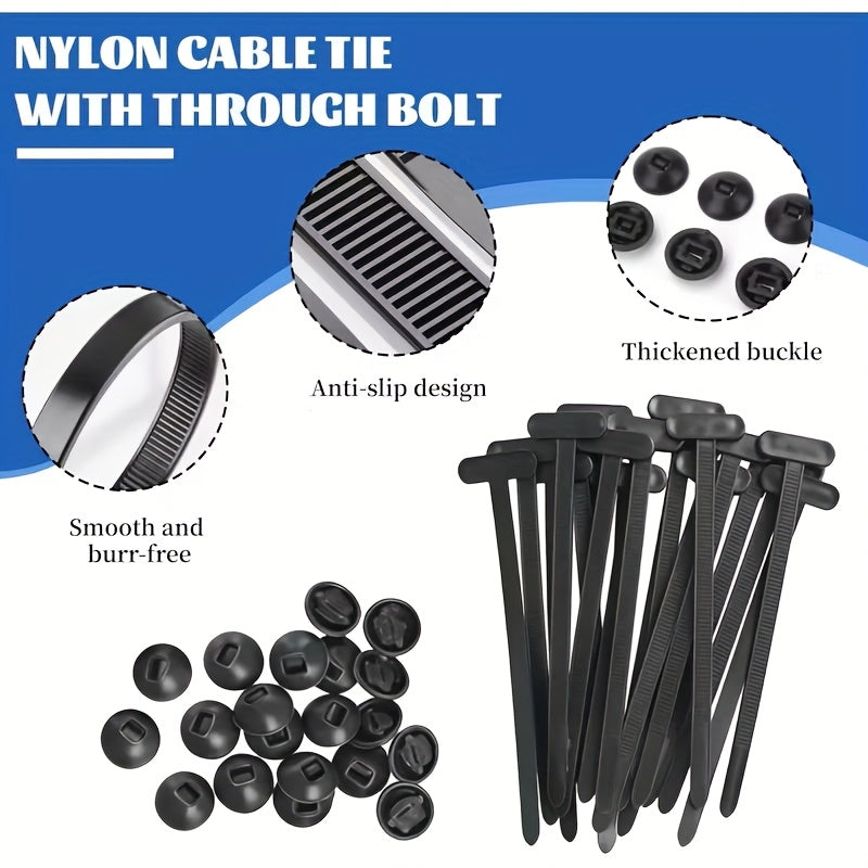 50 Durable Self-Locking Nylon Cable Ties with Black Plastic Zipper Head, High-Strength Heavy-Duty Resistant Buckle, Striped Texture Grip for Secure Locking, Auto Repair & Electrical Wiring Organization, Universal for Home, Office, Garden