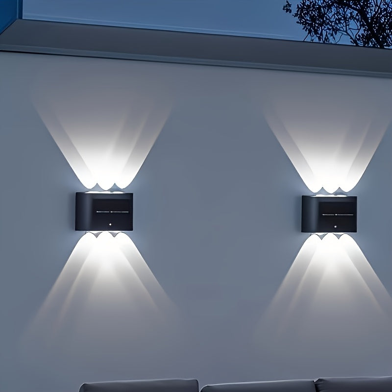 2-pack solar LED lights, outdoor solar spotlights, landscape balcony exterior wall decorative solar wall lights, outdoor exterior wall mounted lights, dusk to dawn, suitable for outdoor garden walls, pathway wall lights, warm/cool color optional