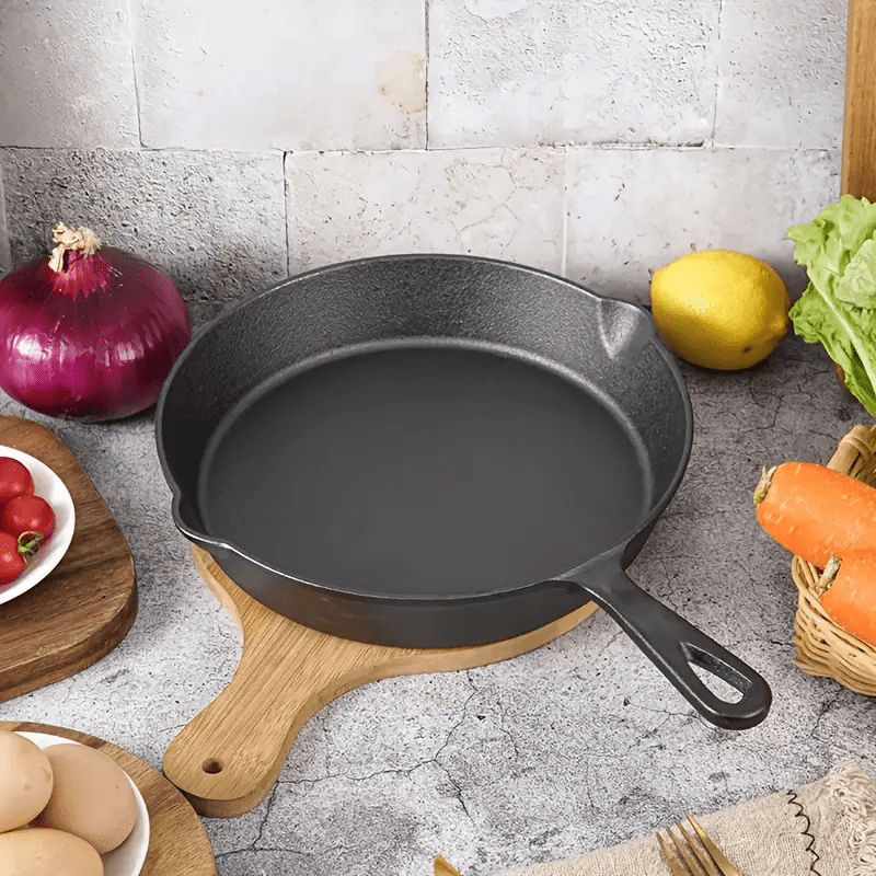 1/3/4 Pcs Cast Iron Skillet Set, Heavy-Duty Pre-Seasoned Frying Pan, Excellent Heat Retention, Non-Stick, Multifunctional Design with Ergonomic Handle, Ideal for Indoor and Outdoor Cooking