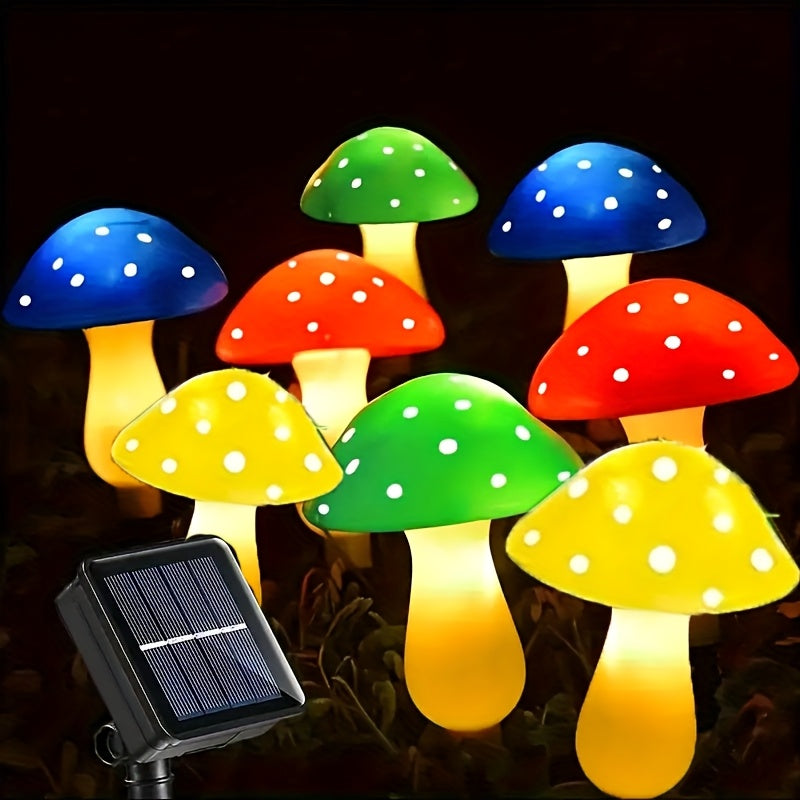 8个太阳能蘑菇花园灯，8种照明模式，IP44，塑料蘑菇桩灯，用于露台，花园，小径，墓地，圣诞节，感恩节，新年礼物，户外串灯，装饰你的院子