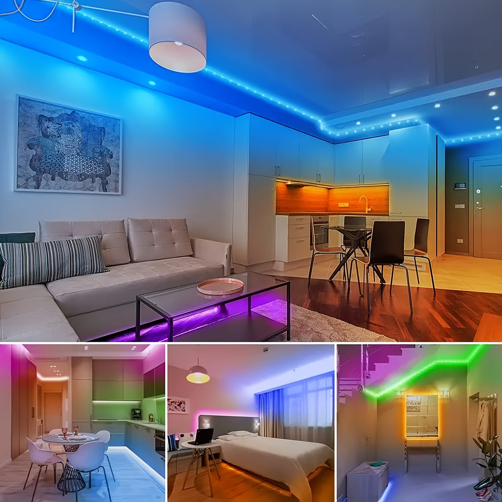 NBBUFF 卧室 LED 灯条，39.37英寸-1181.1英寸，RGB 灯带，带 44 键遥控器，颜色可调，USB 供电，适用于床头客厅，节日礼物，游戏派对装饰灯，电视背景灯，万圣节，婚礼酒吧装饰