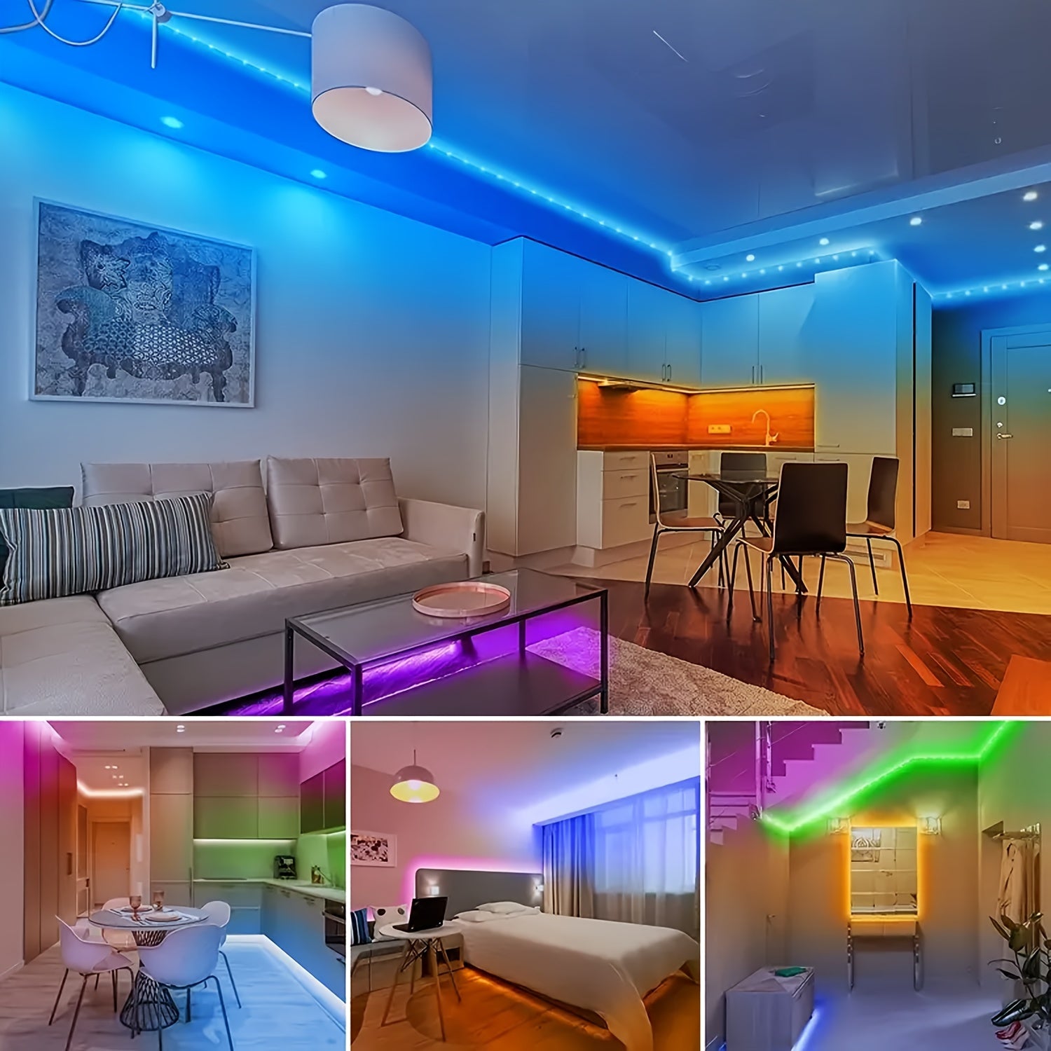 NBBUFF 卧室 LED 灯条，39.37英寸-1181.1英寸，RGB 灯带，带 44 键遥控器，颜色可调，USB 供电，适用于床头客厅，节日礼物，游戏派对装饰灯，电视背景灯，万圣节，婚礼酒吧装饰